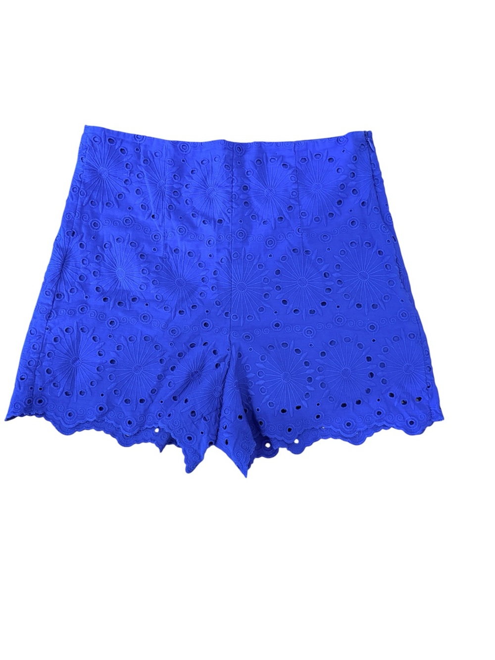 Zara Eyelet Scallop Hem Women's Shorts - Cobalt Blue